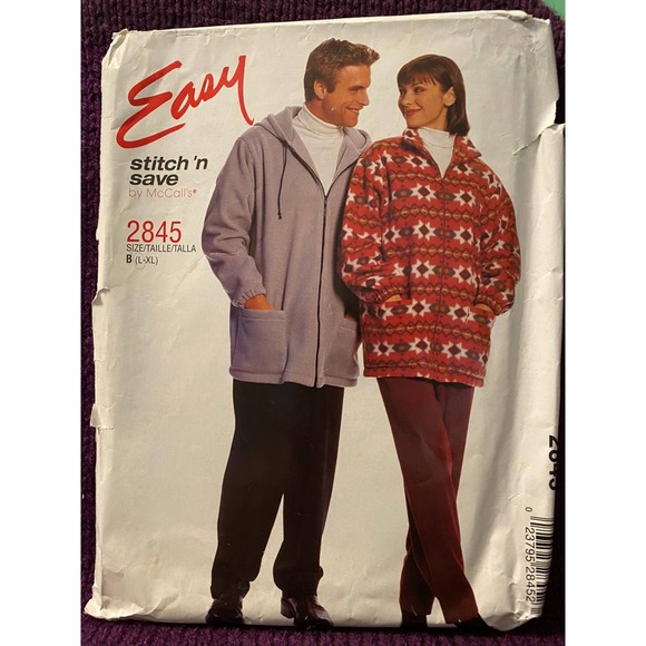 McCalls 2845 unisex top pants sewing pattern sz L - Picture 1 of 6